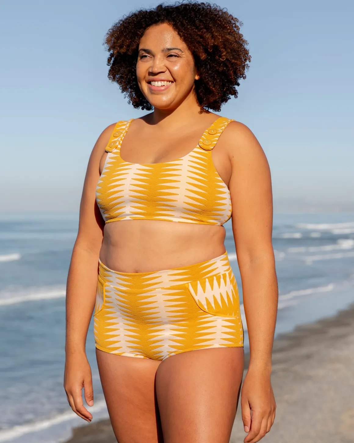 Georgia High Waist Bikini Bottom - Areia Gold