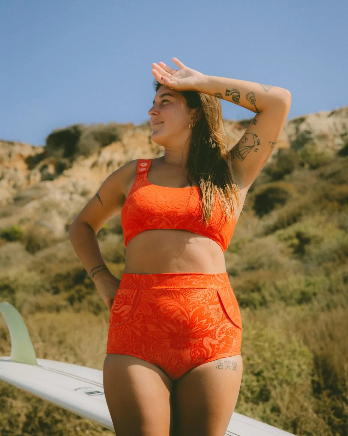 Georgia High Waist Bikini Bottom - Mandarina