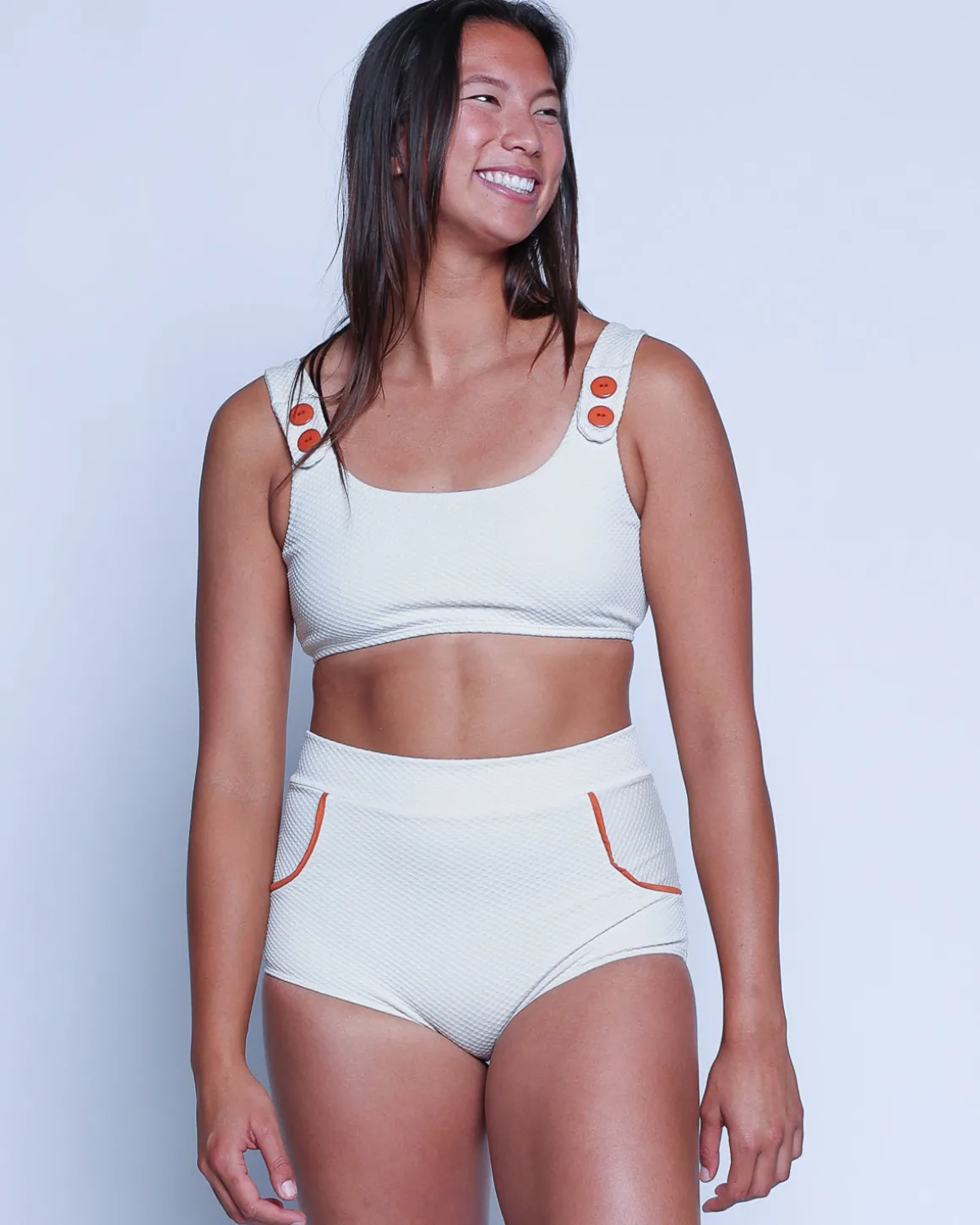 Georgia High Waist Bikini Bottom - Pebble