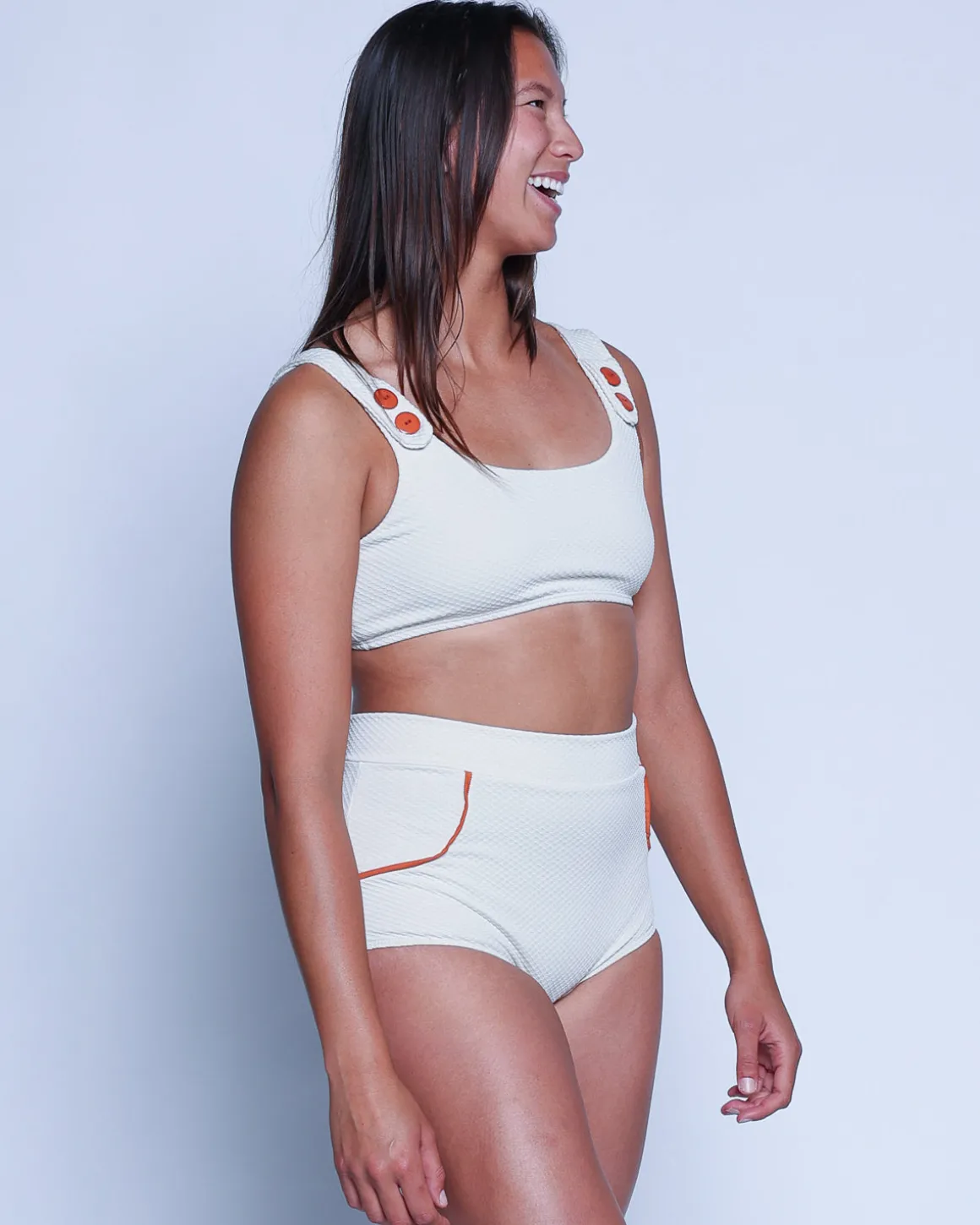 Georgia High Waist Bikini Bottom - Pebble