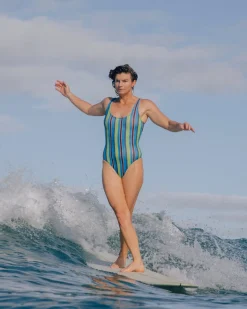 Naomi One Piece - Aqua Stripe