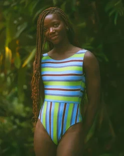 Pacific One Piece - Aqua Stripe