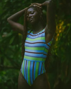 Pacific One Piece - Aqua Stripe