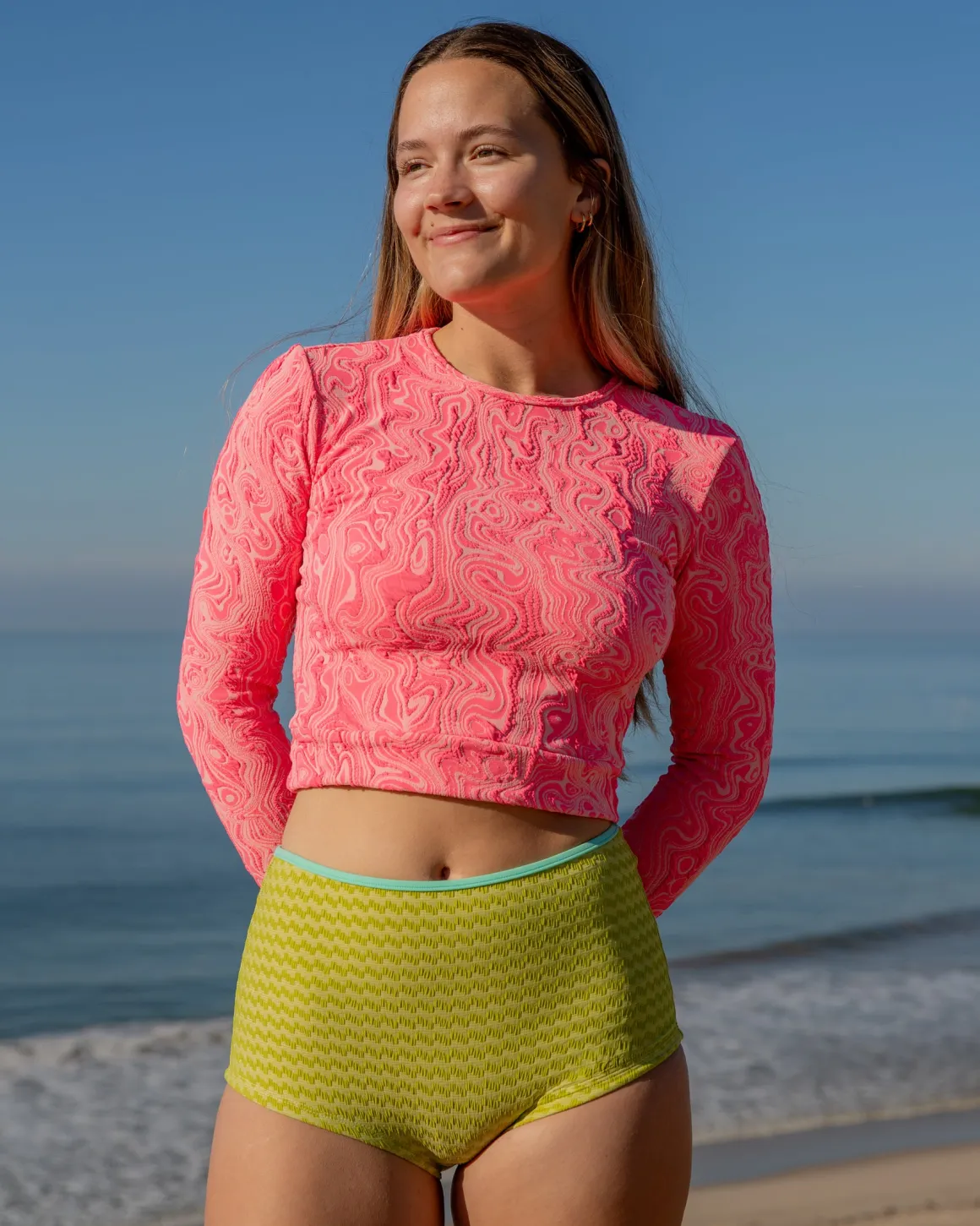 Palomar Crop Top Rashguard - Pink Glow