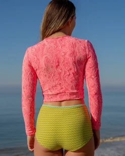 Palomar Crop Top Rashguard - Pink Glow